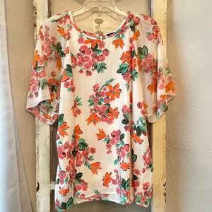 Ann Taylor Floral Blouse Size Large